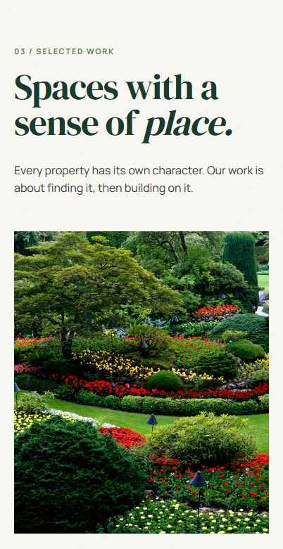GreenPath Landscaping mobile selected work section